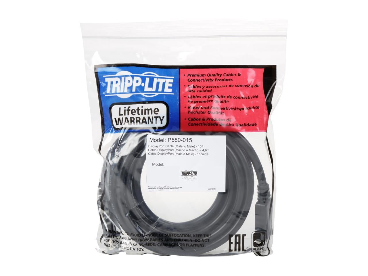 Tripp Lite 15ft DisplayPort Cable with Latches Video / Audio DP 4K x 2K M/M (P580-015)