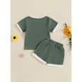 thumbnail image 6 of Loicainy Toddler Baby Girl Summer Waffled Clothes Set 9 12 18 24 Months 2T 3T 4T 3D Flower Short Sleeve Round Neck Tops Elastic Waist Shorts Outfit, 6 of 9