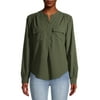 Time and Tru Women's Long Sleeve Utility Shirt