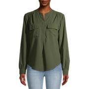 Time and Tru Women's Long Sleeve Utility Shirt