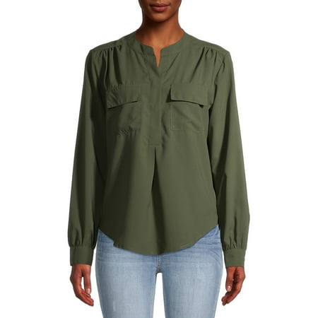Time and Tru Women's Long Sleeve Utility Shirt