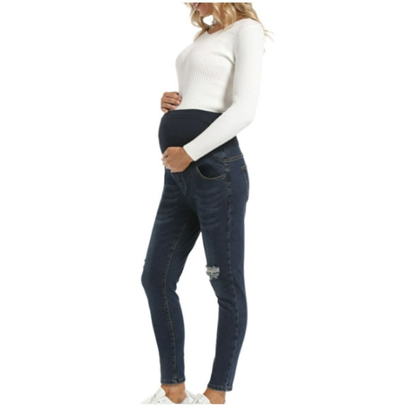 CaiJunJia Womens Maternity Jeans Slim Stretchy Skinny Denim Pants Comfy Pregnancy Jeggings