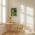 thumbnail image 3 of Cat in flowers - Illustration Cat Pop Art Surrealism Modern Art Floral Oak Framed Wall Art Print 12 x 18 inches, 3 of 15