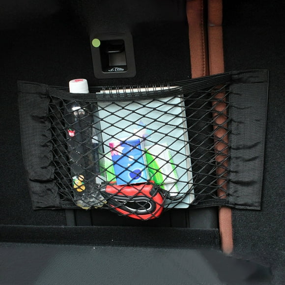 EGNMCR Car Storage Net 37 X 25CM Double-layer Storage Net Bag For Cars Trunk Elastic Net Bag Car Storage Net Bag Black auto storage