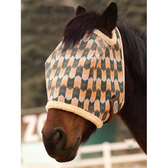 Máscara antimoscas para caballo Tackmore de malla estampada con acolchado de fleece y protección UV