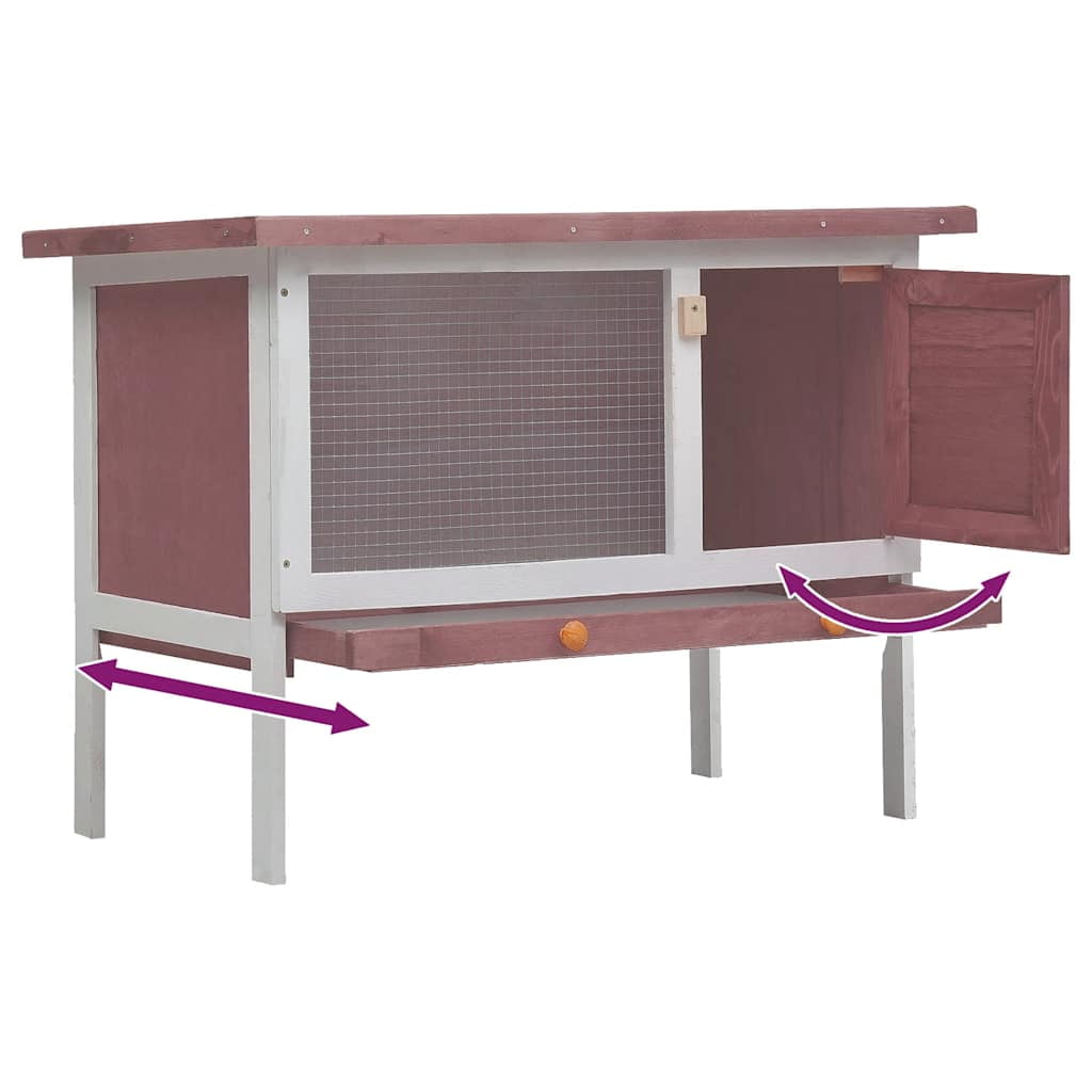 vidaXL Rabbit Hutch Brown Solid pine wood One size Rabbit Hutch