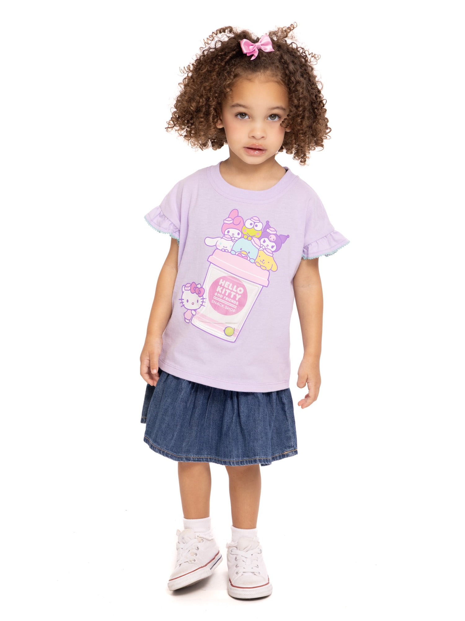 Hello Kitty and Friends Toddler Girls Ruffle Graphic Tee with Short Sleeves, Sizes 12M-5T