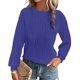 thumbnail image 1 of Ailaofu Womens Tops Trendy Dressy Casual Long Sleeve Crewneck Basic T Shirts Solid Loose Textured Blouses Outfits, 1 of 4