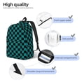 thumbnail image 3 of Disketp Black And Teal Checkerboard print Canvas Backpack Lightweight Travel Daypack Student Rucksack Laptop Backpack-, 3 of 5