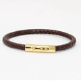 thumbnail image 2 of Genuine Braided Leather Bracelet With Stainless Steel Magnetic Clasp, Brown, 2 of 6