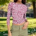 thumbnail image 2 of Blouse Tops for Women Summer,Boho Floral Tops for Women Basic Slim Fit 3/4 Sleeve Shirt Crewneck Cropped Top Y2K Tight Tee Shirt Workout Yoga Blouses, 2 of 7