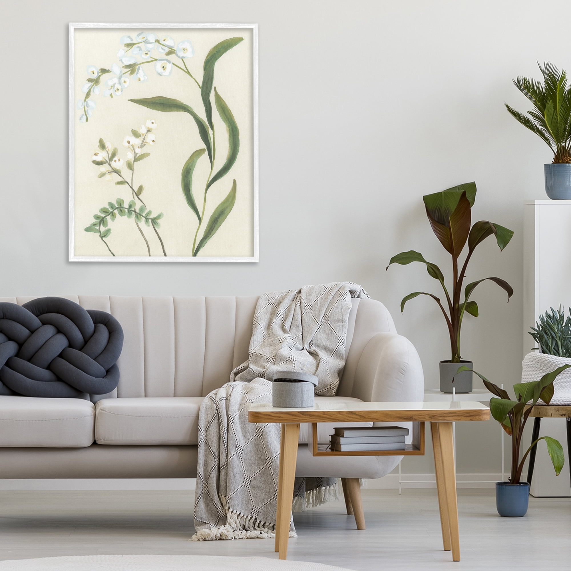 Stupell Industries Neutral Snowdrop Stems White Framed Giclee Art, design by June Erica Vess