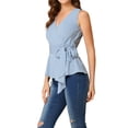 thumbnail image 4 of INSPIRE CHIC Hauts d'Été Sans Manches à Encolure en V Portefeuille à Taille Nouée pour Femmes, 4 of 6