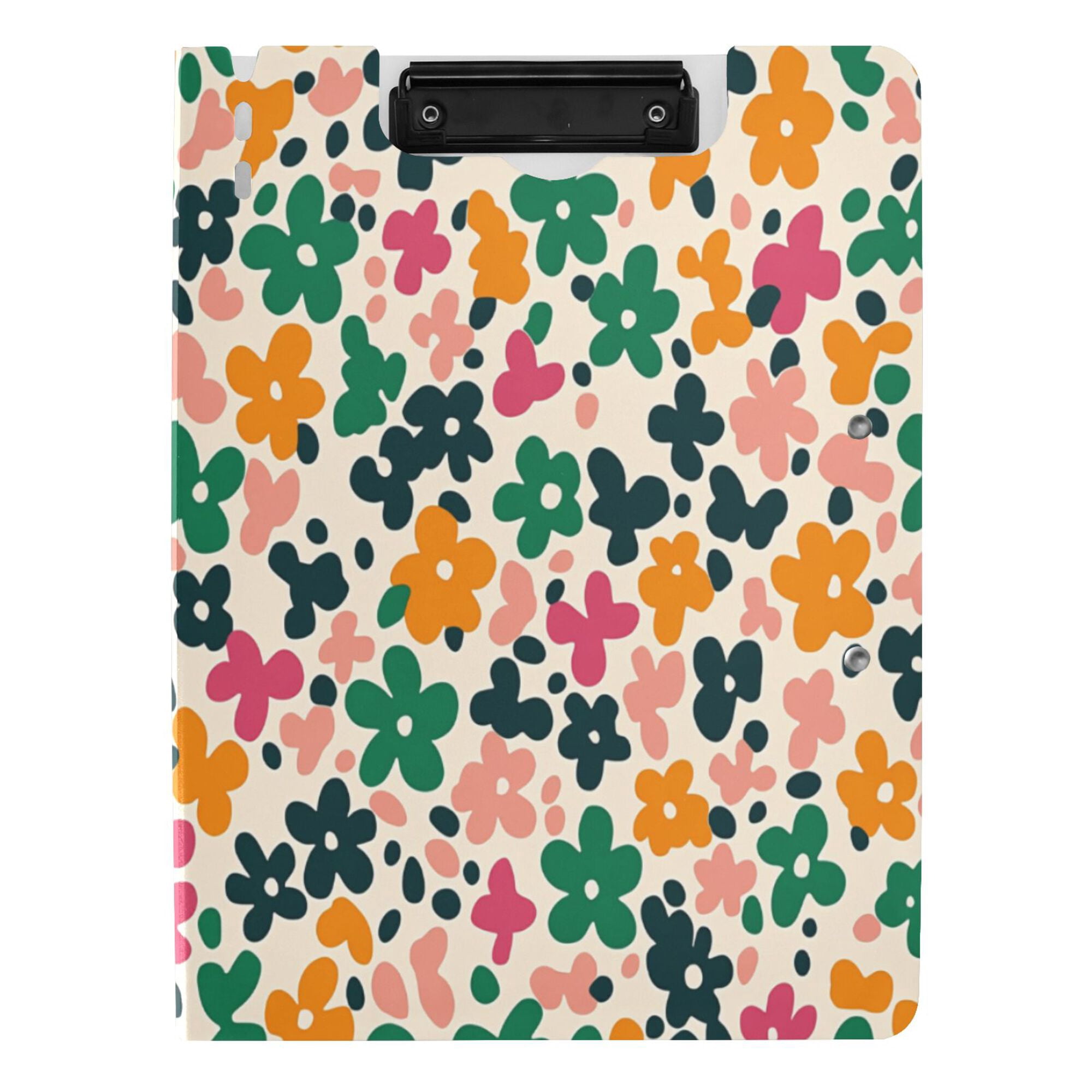 FORMRS A4 Clipboard Folder with Pen Holder Horizontal Foldable School Office Binder, Floral Blooms