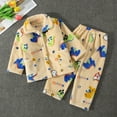 thumbnail image 3 of Flannel Pajamas Boys 2 Piece Fleece Sleepwear Set Cute Dinosaur Button Down Top Pants Thick Long Sleeve Loungewear, 3 of 3