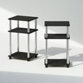 thumbnail image 4 of Furinno JUST Night Stand Set of 2, 3-Tier Turn-N-Tube Nightstand, Toolless Bedside Tables, End Table, Side Table with Open Storage for Bedroom, Living Room, Americano/Stainless Steel, 4 of 6