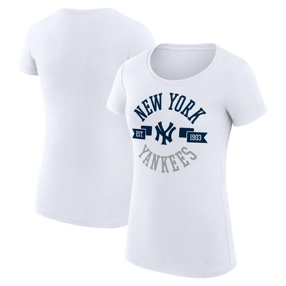 Women's G-III 4Her by Carl Banks White New York Yankees Super-Slim Fit Lightweight City Graphic T-Shirt