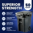 thumbnail image 3 of Plasticplace 65 Gallon Trash Bags │ 1.5 Mil │ Black Heavy Duty Garbage Can Liners │ 50” x 48” (50 Count), 3 of 7