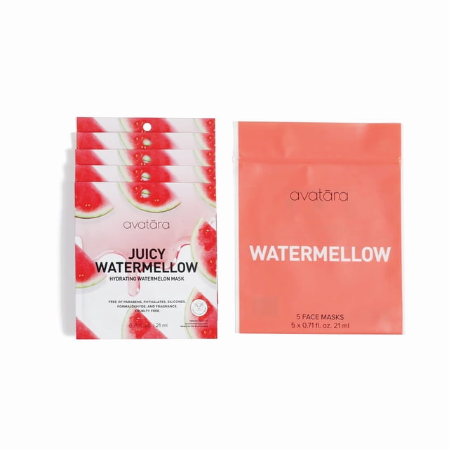Mascarilla facial Avatara Juicy Watermellow Hidratante 5 hojas x5