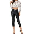 thumbnail image 3 of INSPIRE CHIC Valentine's Day Women's Crop Top Semi-Sheer Mesh Long Sleeve Crew Neck Blouse XL Black&White, 3 of 7