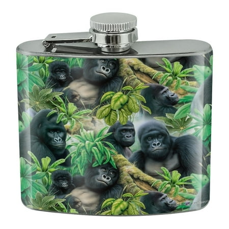 

Gorilla Forest Family Pattern Stainless Steel 5oz Hip Drink Kidney Flask