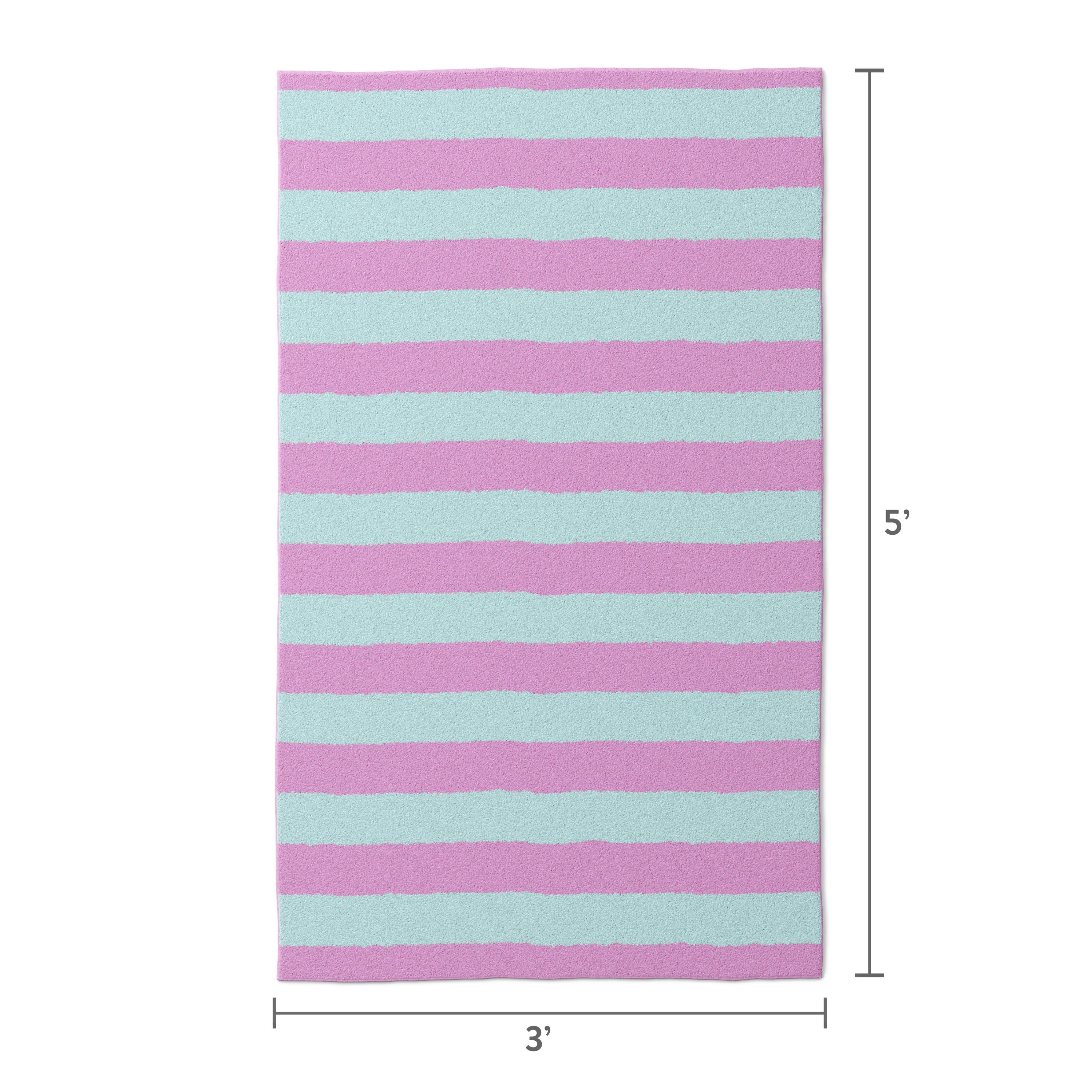 Mainstays Kids Tufted Pink and Light Purple Stripe Washable Area Rug, 3' x 5'