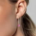 thumbnail image 3 of Gem Stone King 14K Yellow Gold Pink Moissanite and Lab Grown Diamond Dangle Earrings for Women | 2.36 Cttw | Gemstone Birthstone | Octagon 7X5MM, 3 of 6