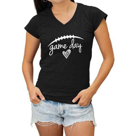 Go All Out Game Day Football V Neck T-Shirt Women