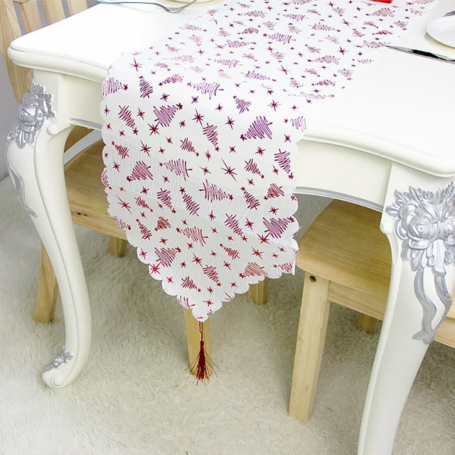 Christmas DecorationsDecorative Table BannerChristmas Desktop Coffee Table Decorations White Bronzing Table Flag Creative Scene Layout Props Restaurant TableclothHousehold antependium