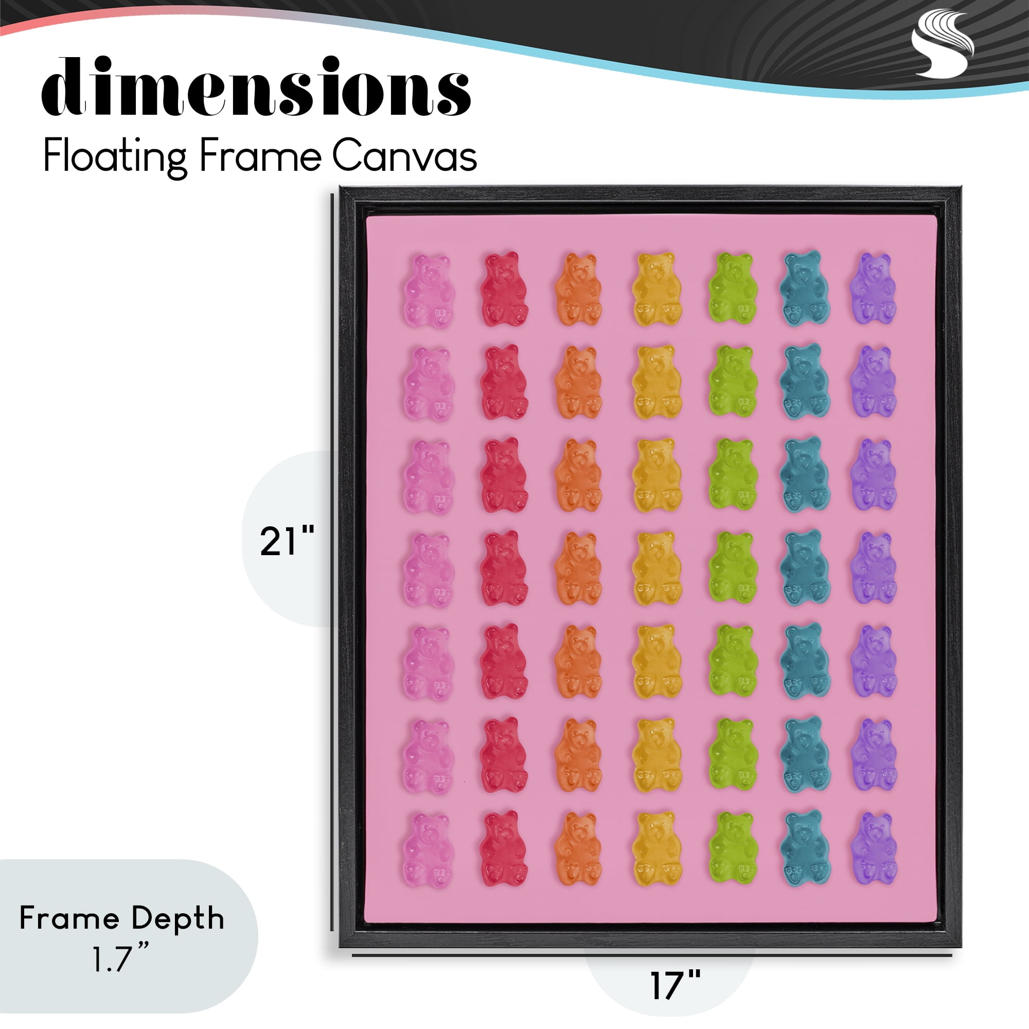 Stupell Industries Rainbow Bears in Stripes Black Framed Floater Canvas Wall Art, design by LISH Creative