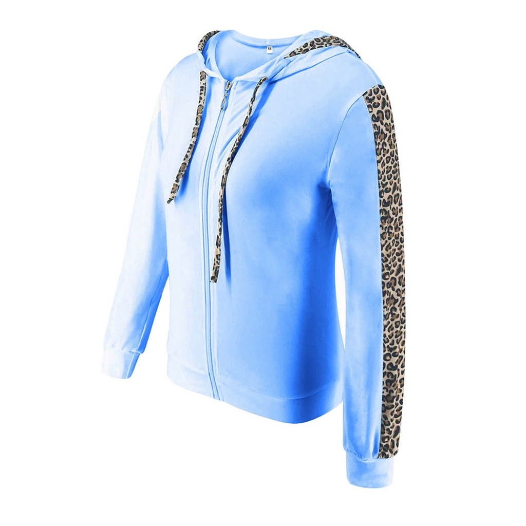 Womens Plus Size Sweatsuits Sets S-5X Zip-Up Hoodie Long Sleeve Sweatshirts Jackets Joggers Pants 2 Piece Leopard Printed Tracksuits Outfits