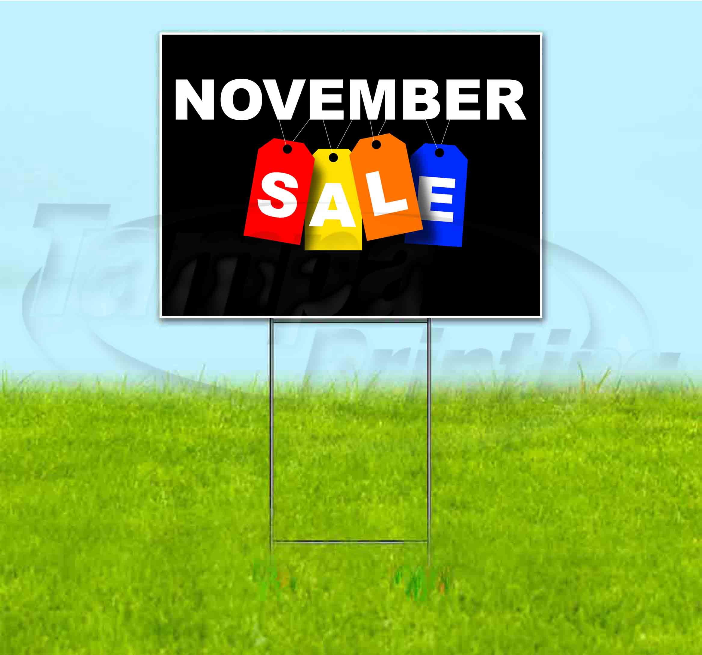 November Sale Tag (18" x 24") Yard Sign, Includes Metal Step Stake