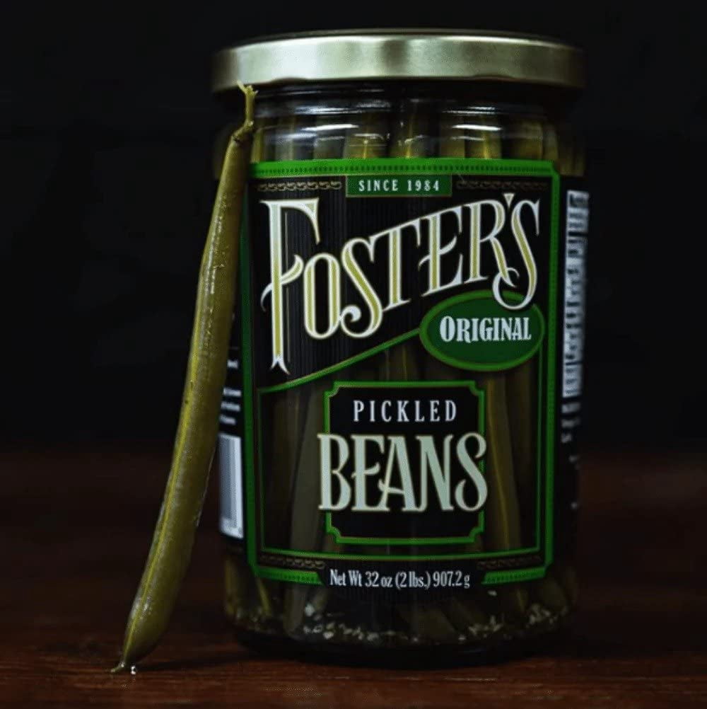 Fosters Pickled Green Beans- Original- 32oz (2 Pack) - Pickled Green Beans in a Jar - Traditional Pickled Vegetables Recipe for 30 years - Gluten Free- Fat Free - Preservative Free - Pickled Beans