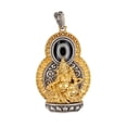 thumbnail image 2 of Brass Tibetan Imitation Dzi Bead Pendant Double Sided Amulet with Black Rope Lucky Charm Spiritual Jewelry, 2 of 6