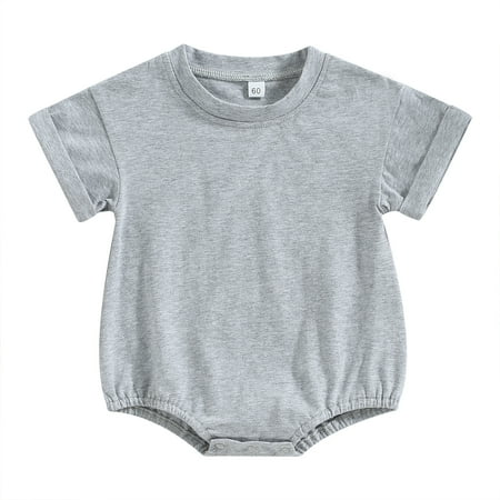 

Baby Boys Girls Summer Romper Short Sleeve Solid Color Bodysuit Newborn Clothes