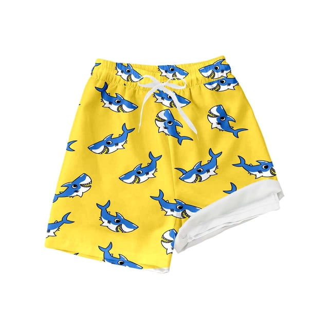 JTieacloth Boys Swim Trunks With Compression Liner Toddler Bathing,Sizes 5-6 Years