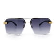 thumbnail image 5 of Mens Euro Mafia Mob Rimless Bevel Lens Oversize Racer Sunglasses [Gold Black - Smoke], 5 of 8