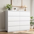 thumbnail image 2 of Hassch Dresser with 8 Storage Drawers for Bedroom, 47.2" Chest of Drawers for Living Room, Entryway, White, 2 of 8