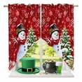 thumbnail image 2 of Swag Curtains Valances for Windows, Red Snowman Short Kitchen Window Curtains Over Sink, Christmas Balls Tree Gift Snowflake Cafe Curtains Panel Set Of 2,Rod Pocket, 45 Inches Length, 2 of 9