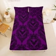 thumbnail image 5 of Homewish Purple Damask Flower Queen Sheets,Vintage Halloween Bat Queen Sheet Sets,Purple Black,4-Piece,1 Flat Sheet,1 Fitted Sheet and 2 Pillowcases, 5 of 6