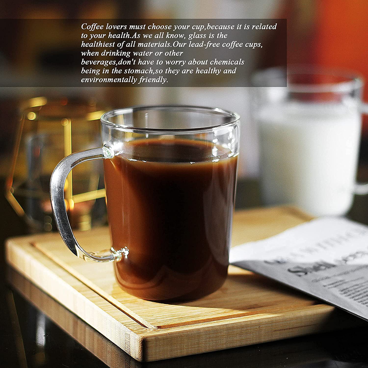  LUXU 4pcs Set Simple Glass Coffee Mugs-Hand