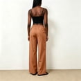 thumbnail image 4 of Sewkxo Womens Linen Palazzo Pants Drawstring Elastic Waist Casual Wide Leg Trousers with Pockets,Saffron XL, 4 of 5