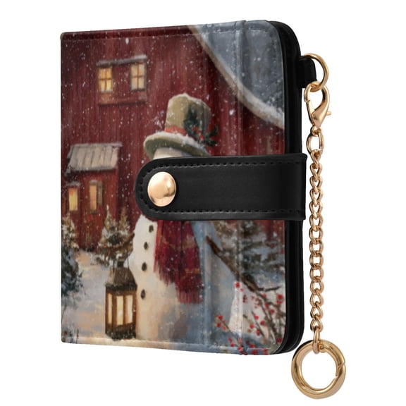 Qxltty Adorable Snowman Ladies Wallet Rfid Slim Thin Compact Credit Card Women Wallet Zipper Coin Pocket and ID Window for Female Gifts