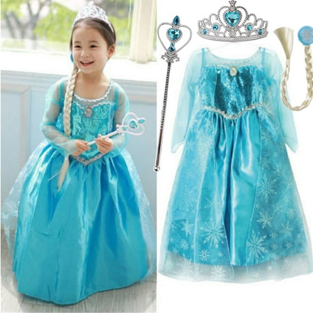 Disfraz de princesa Elsa para niñas, vestido de fiesta de carnaval, Halloween, cumpleaños, 3 a 10 años, 2023 Fivean unisex
