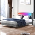 thumbnail image 2 of Mixoy Platform Bed Frame with Smart RGB LED Light Strip |Bed Frame with Adjustable Headboard | Compatible with Alexa & App White - Full, 2 of 5