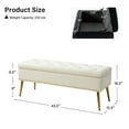 thumbnail image 3 of Tina's Home 45" Velvet Storage Bench Upholstered Tufted End of Bed Ivory Bench Bedroom Entryway, 3 of 10