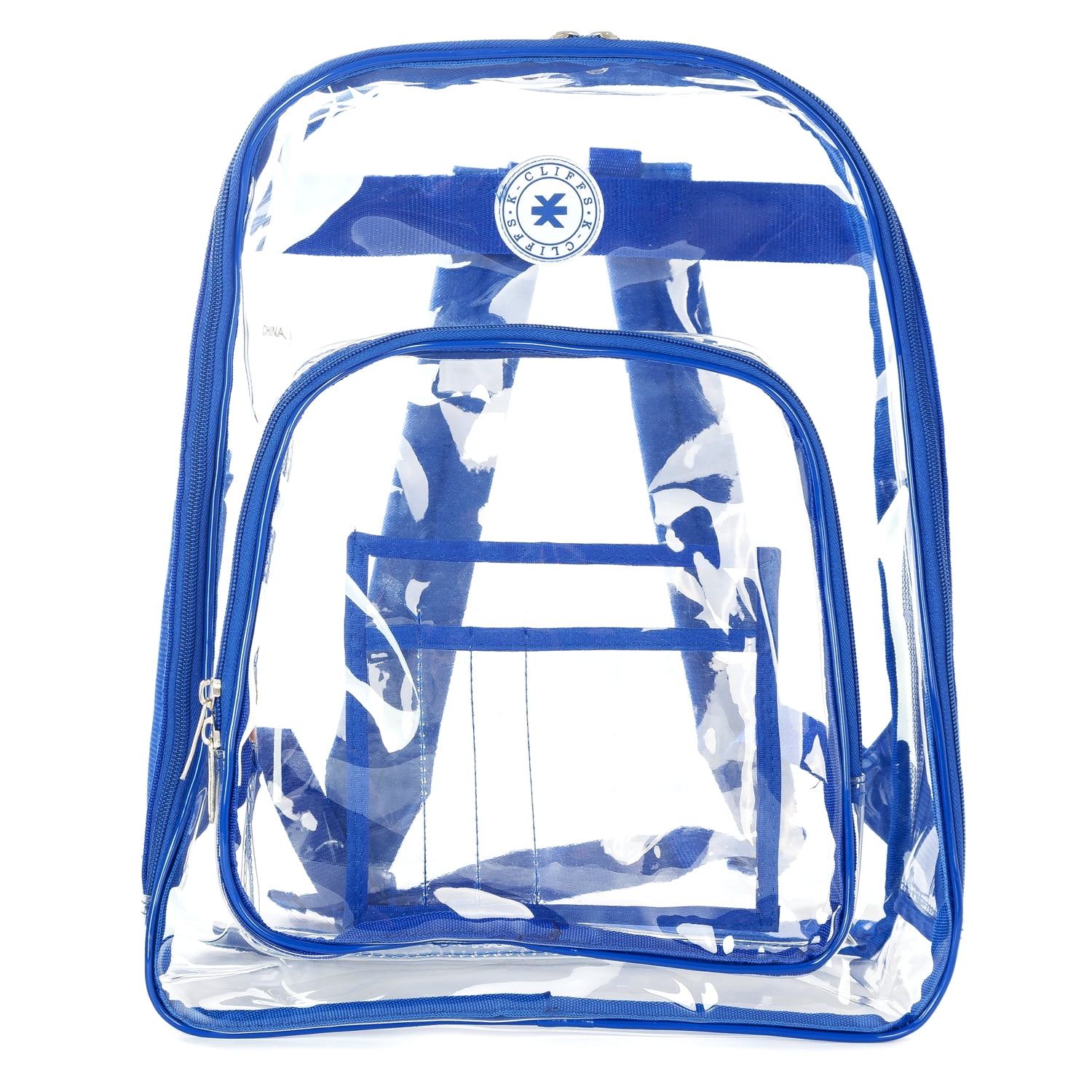 K-Cliffs Unisex Clear Transparent PVC 17" School Backpack in Royal, Teen-Adult