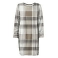 thumbnail image 6 of Women's Round Neck Casual Long Sleeve Plush Plaid Print Dress for Winter Lounging and Casual Outfits,Brown,XL, 6 of 7