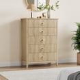 thumbnail image 6 of EastVita Fluted Dresser for Bedroom 43 Tall Storage Organizer Cabinet Living Room Hallway Entryway Natural, 6 of 7