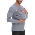 thumbnail image 3 of Ceisia Men's Slim V-Neck Chest Baby-Pocket Parent-Child Cotton Long-Sleeve Top Gift, 3 of 6